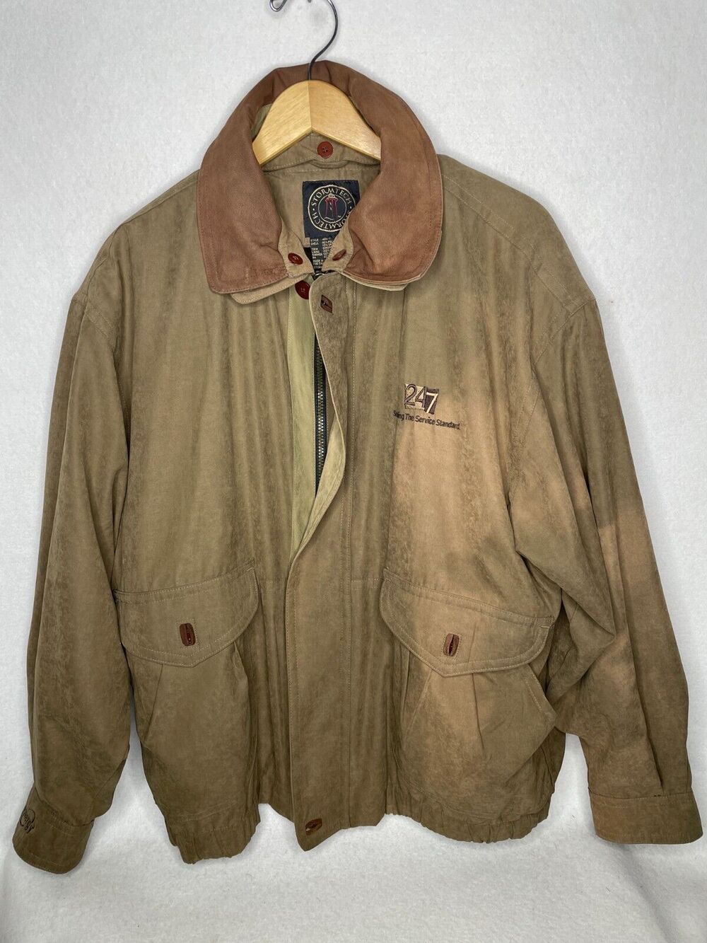 Stormtech Bomber Jacket Mens Large Brown Removable Fleece Liner Synergy Branded